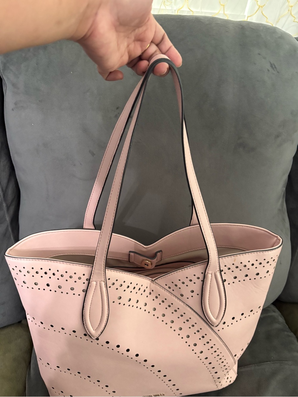 Nine West Blush Pink Perforated Tote